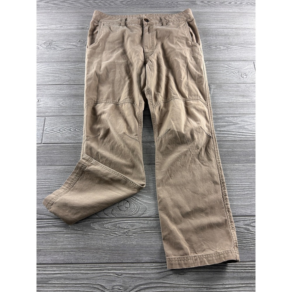 Stio Rivet Canvas Pants Mens 32x32 Tan Brown Stretch Articulated Knee Outdoor